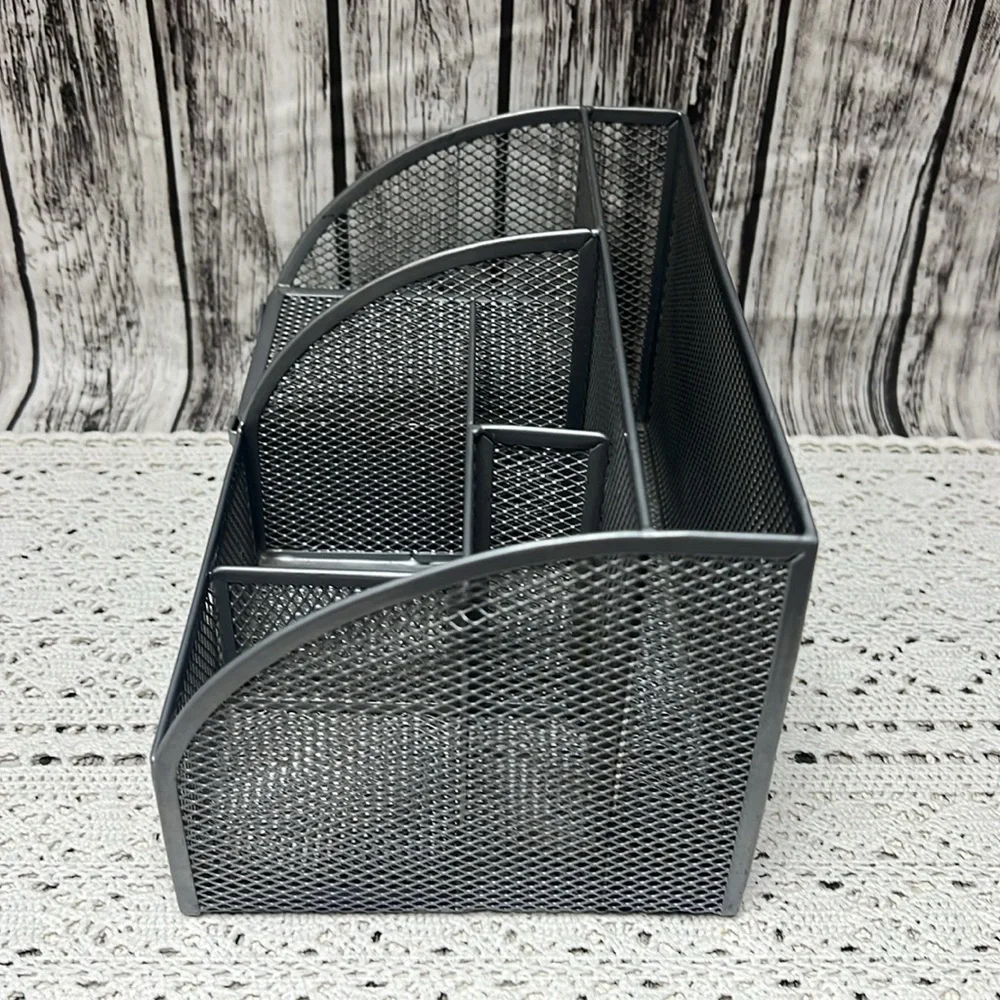Pink and Gray Mesh Desk Organizer 2 piece set. Organization for papers,pens etc.
